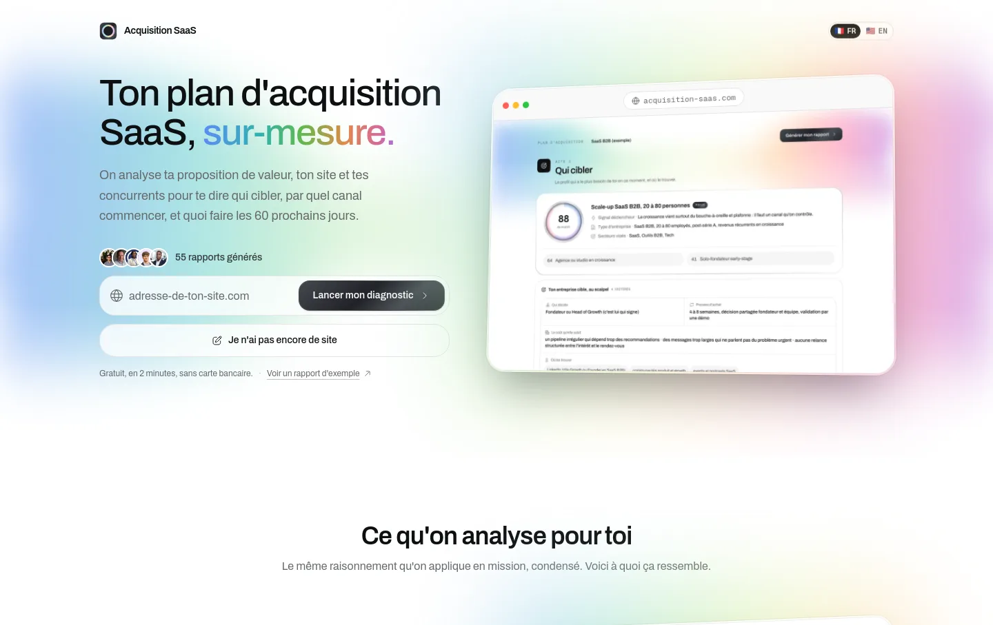 acquisition-saas.com — a measured funnel