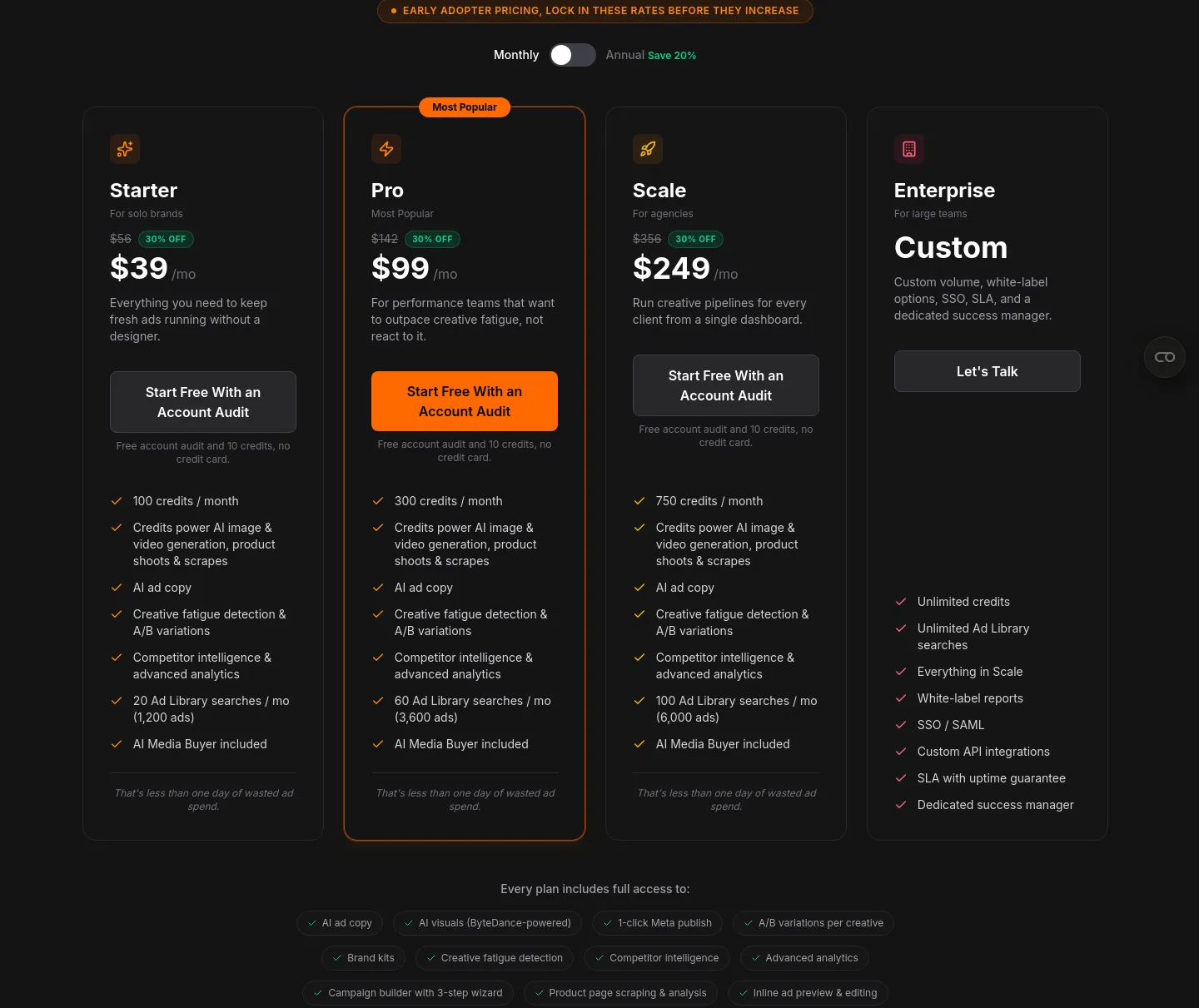 adriselab.com — a real Pricing section
