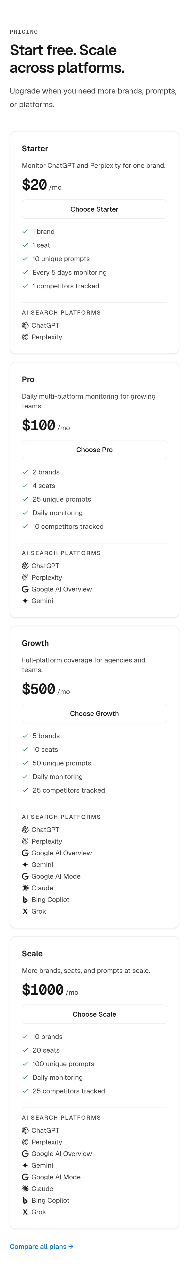 aeomantis.com Pricing section