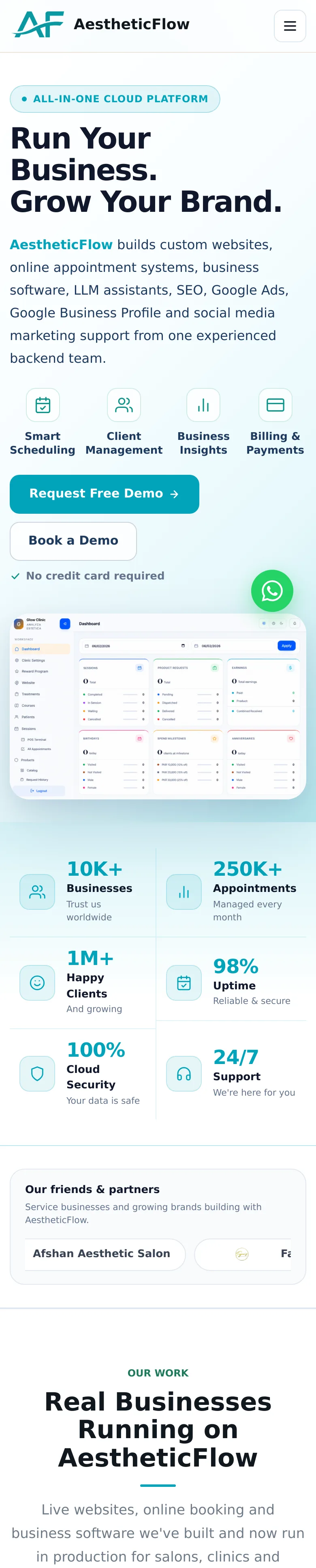 aestheticflow.cloud — a measured funnel
