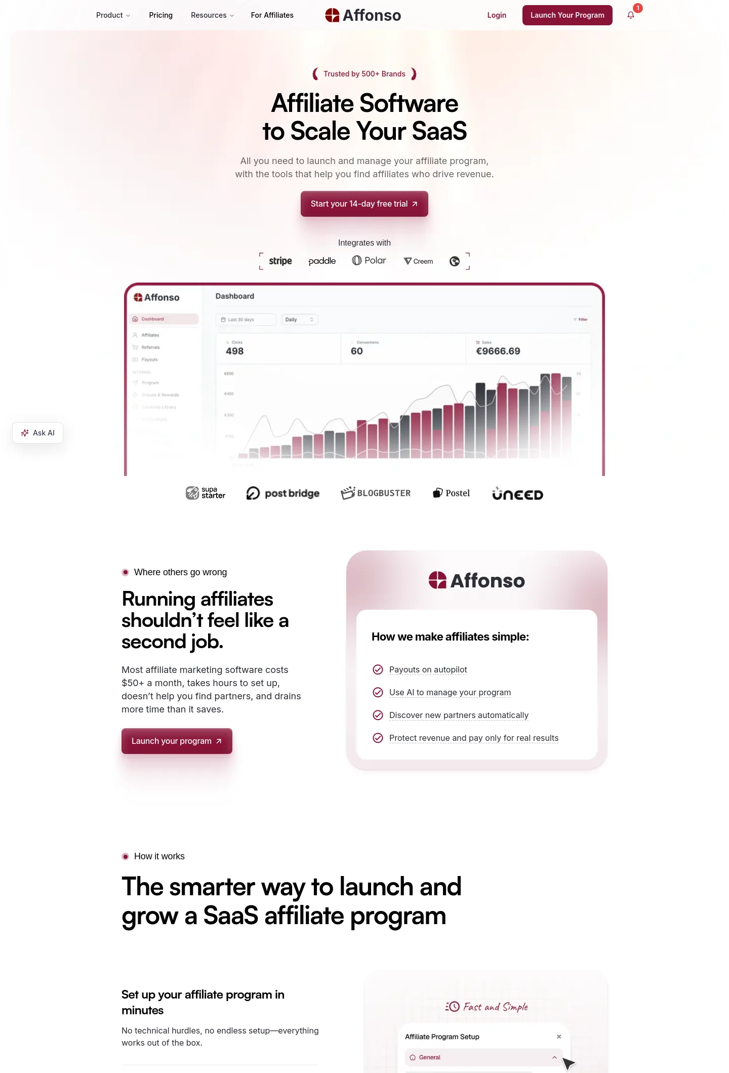 affonso.io — a real The Objection-Handler page