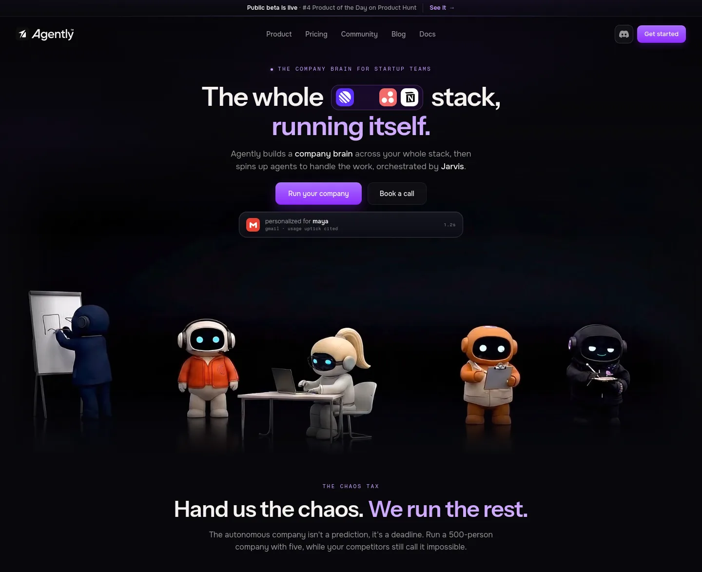 agently.dev — a measured funnel