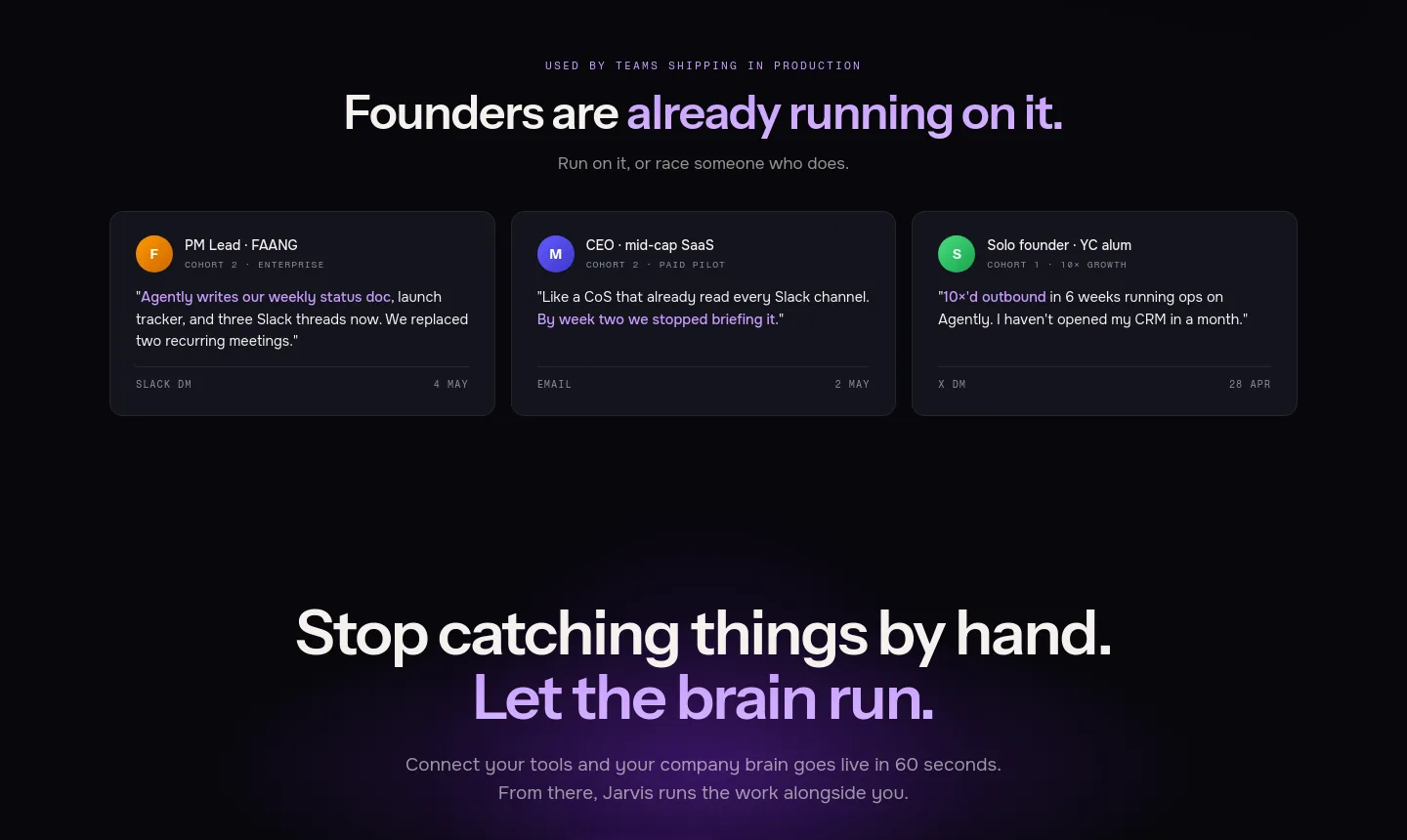 agently.dev — a real Logo Wall section