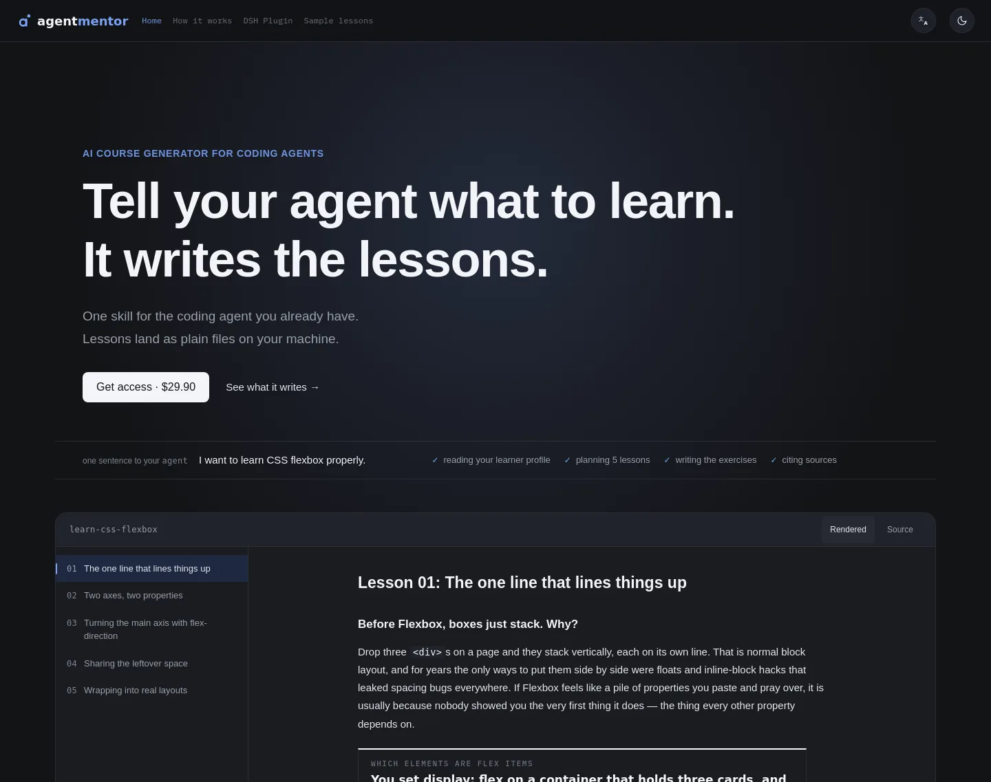 agentmentor.dev — a measured funnel