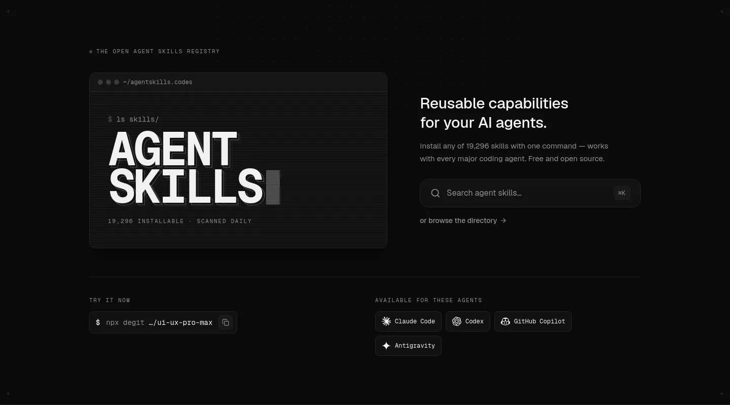 agentskills.codes — Hero
