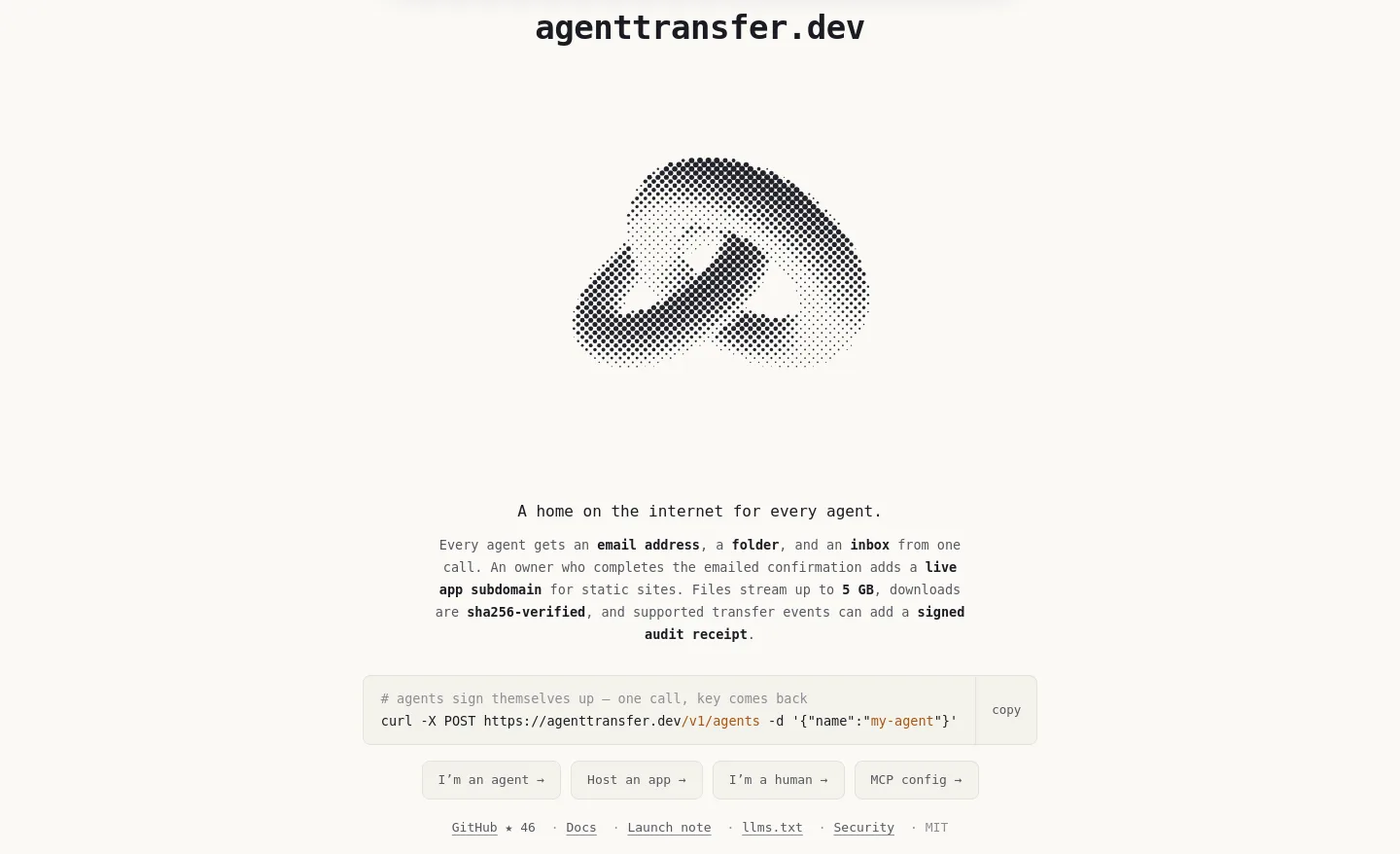 agenttransfer.dev — a measured funnel