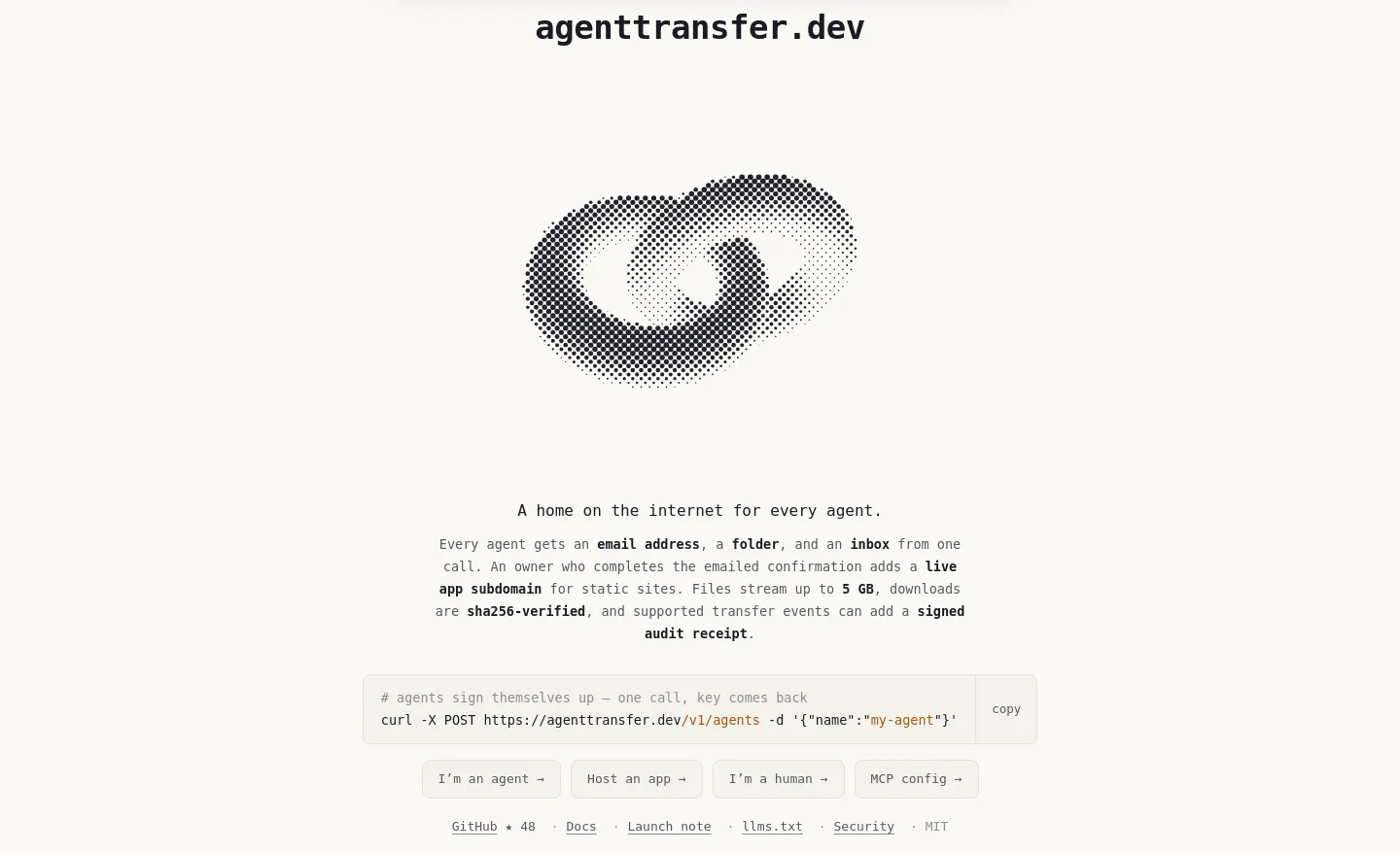 agenttransfer.dev — a measured funnel