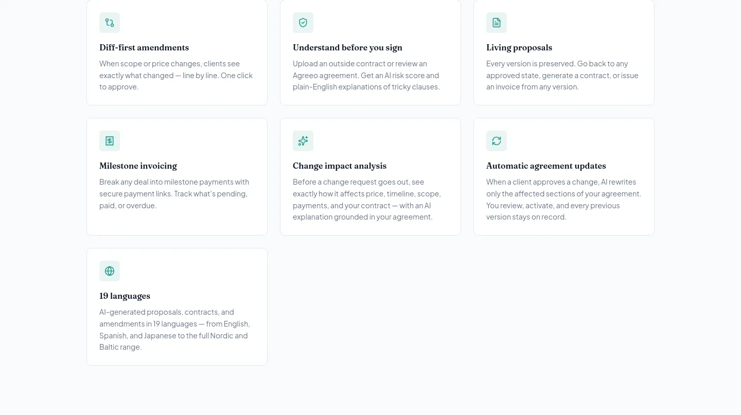 agreeotech.com Features section