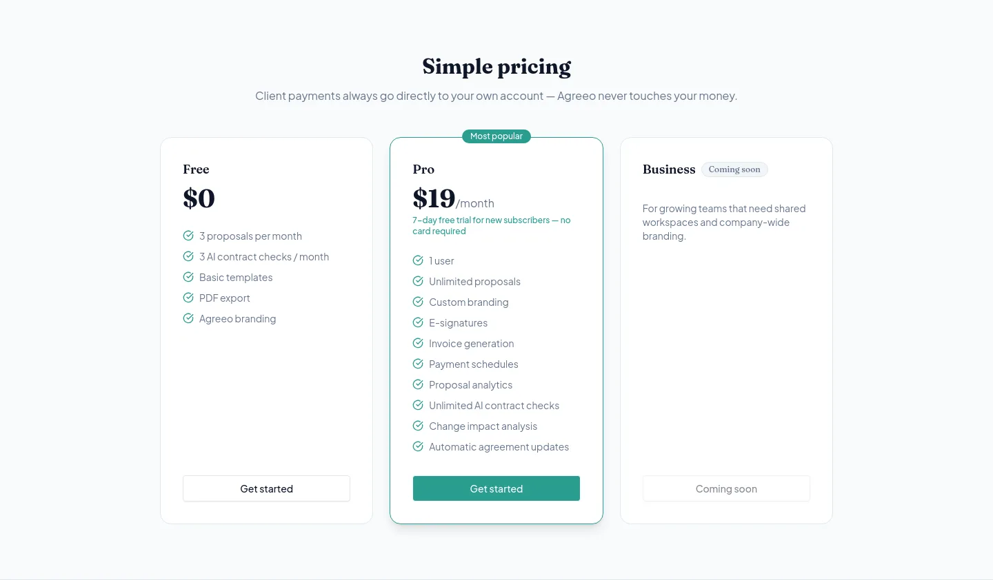 agreeotech.com — a real Pricing section