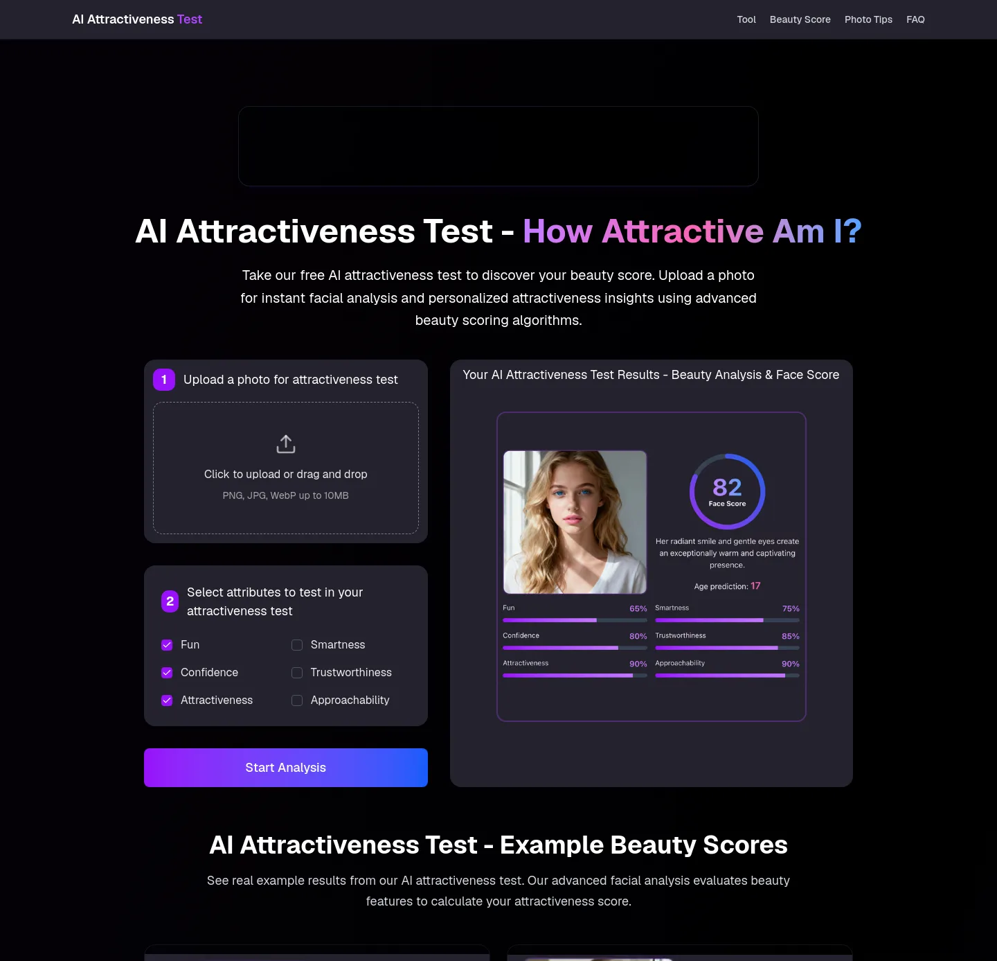 ai-attractivenesstest.com — a measured funnel