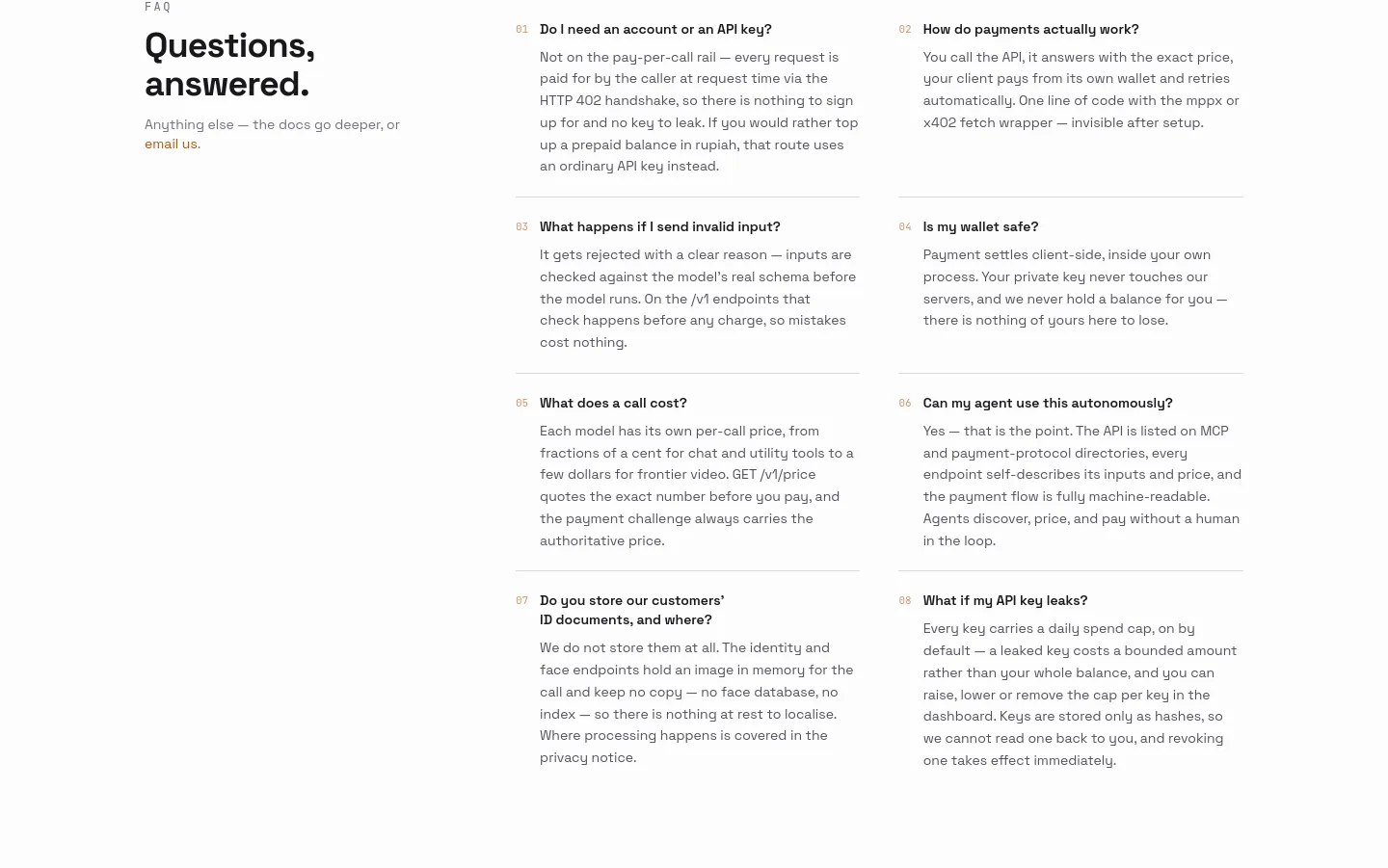 ai.glianalabs.com — a real FAQ section