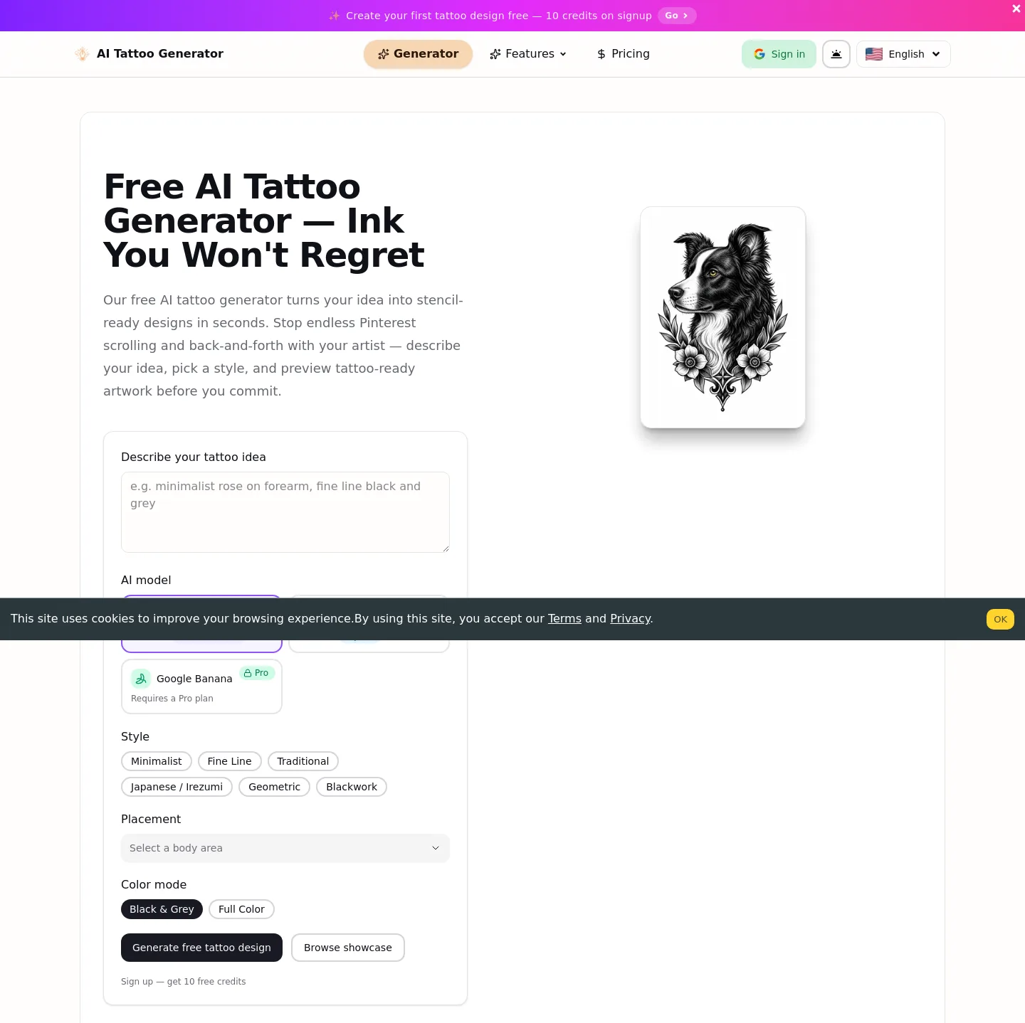 ai-tattoo-generator.net — a measured funnel