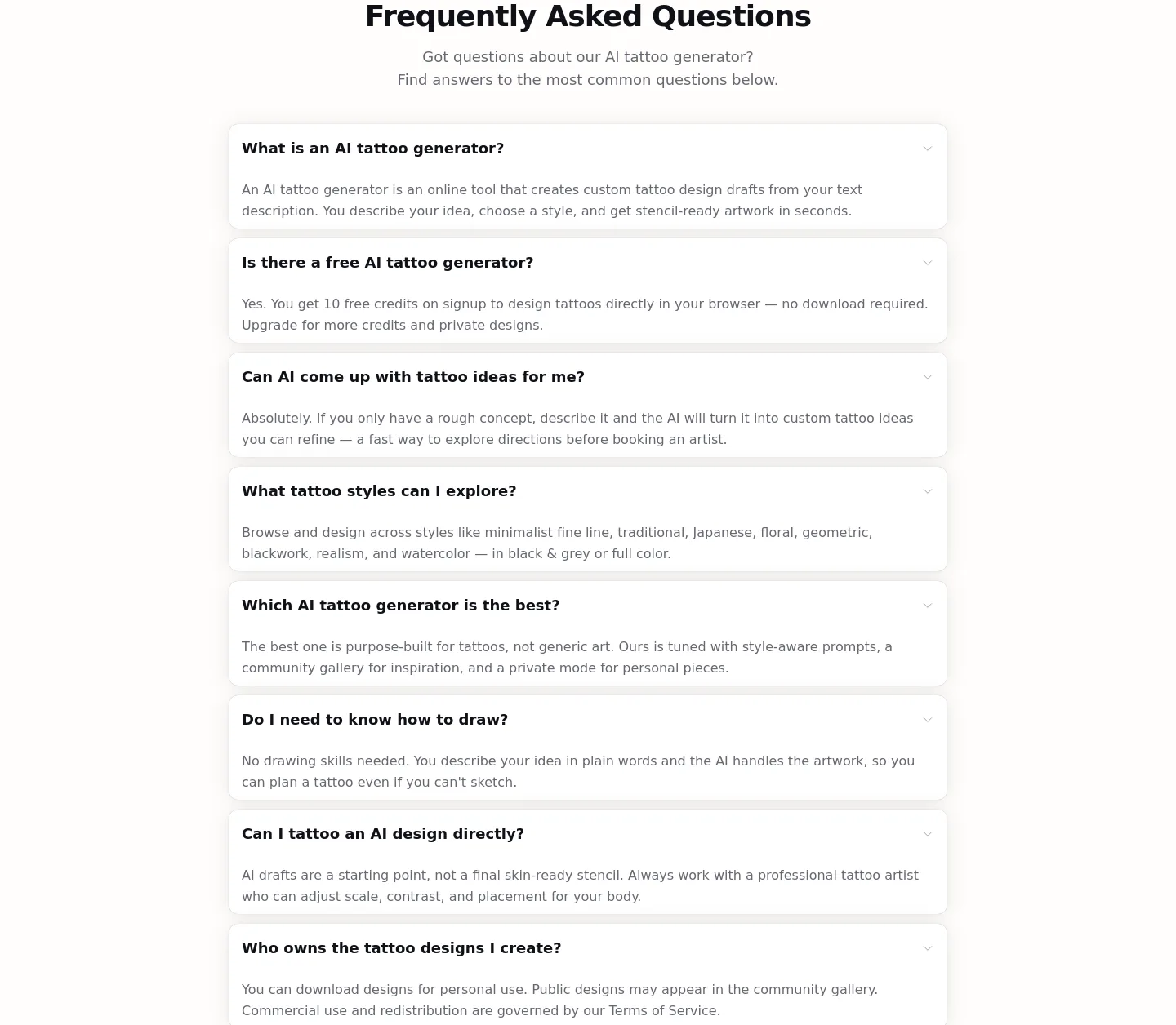 ai-tattoo-generator.net FAQ section
