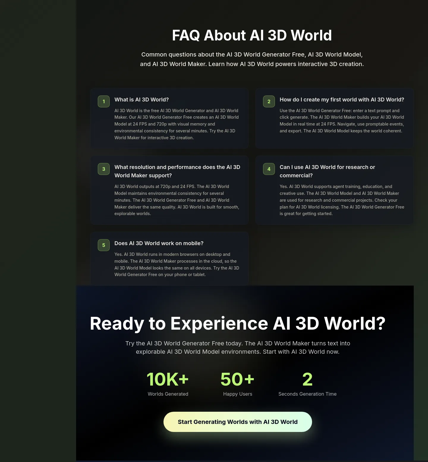 ai3dworld.org FAQ section