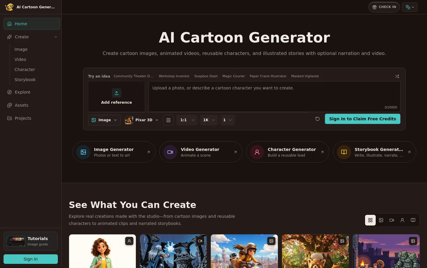 aicartoongenerator.io — Hero