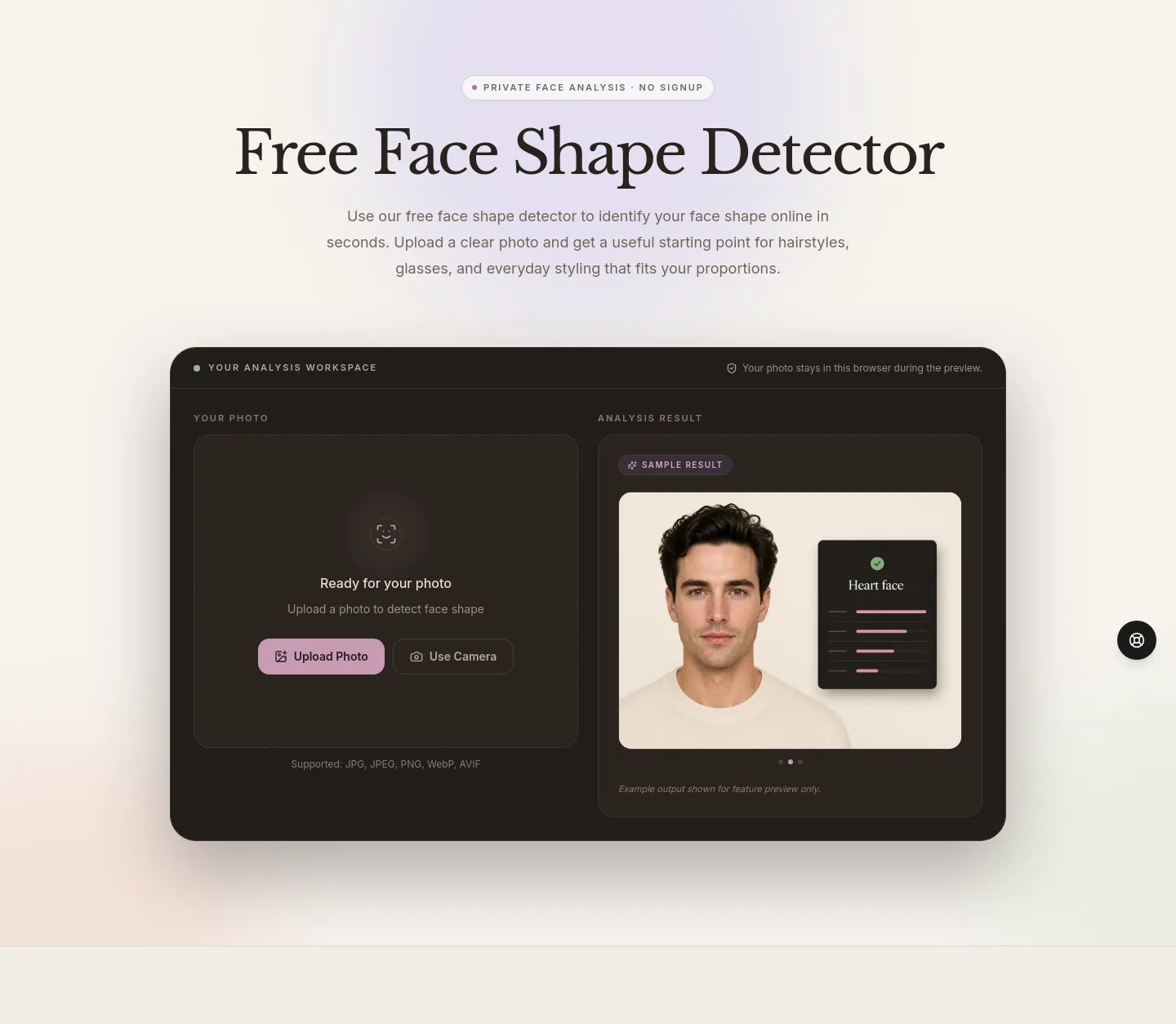 aifaceshapedetector.net — Hero