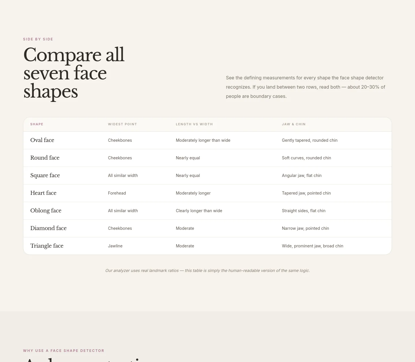 aifaceshapedetector.net — Comparison