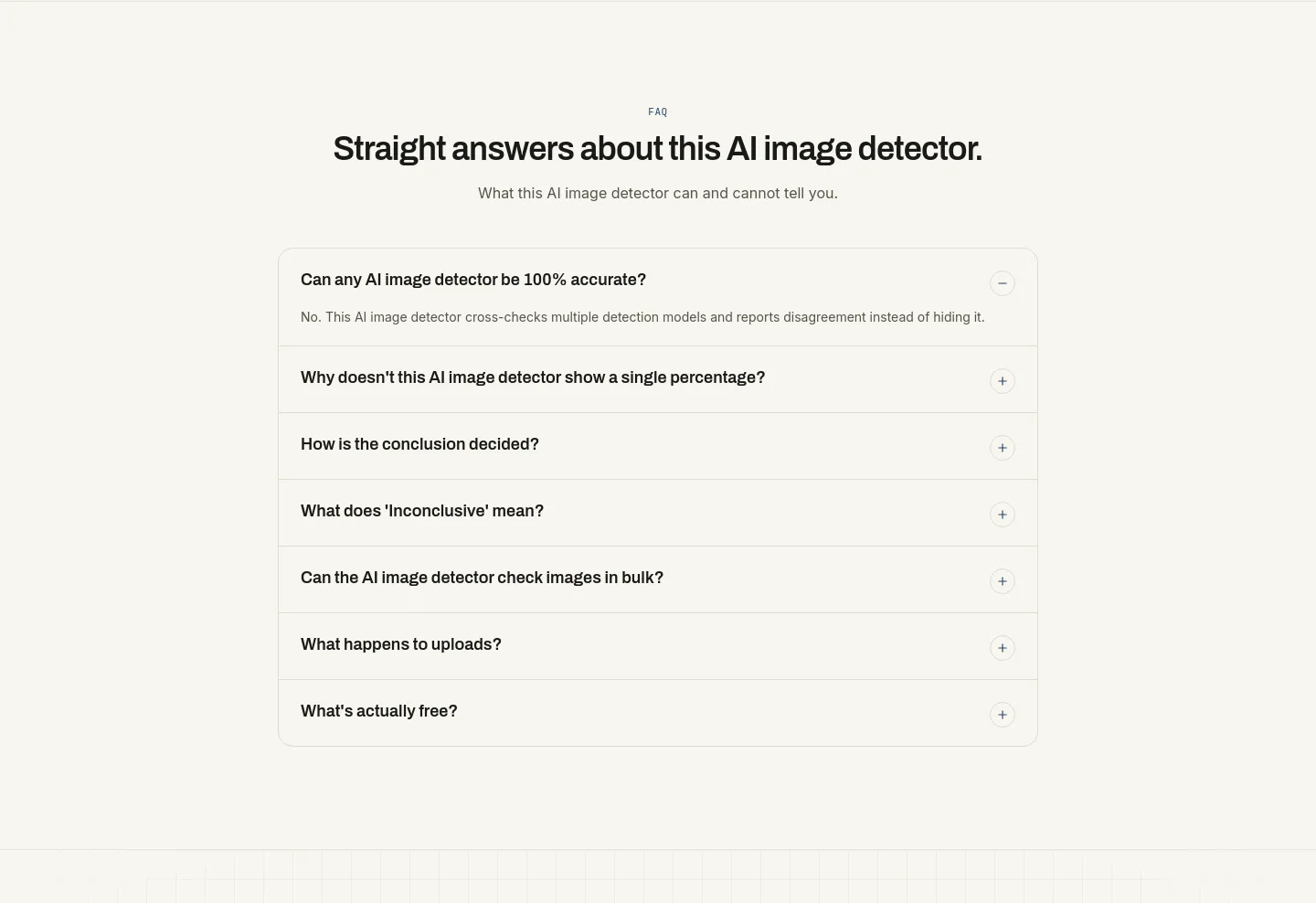 aiimagedetector.info FAQ section