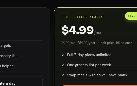 Price anchor element from aimealplangenerator.com