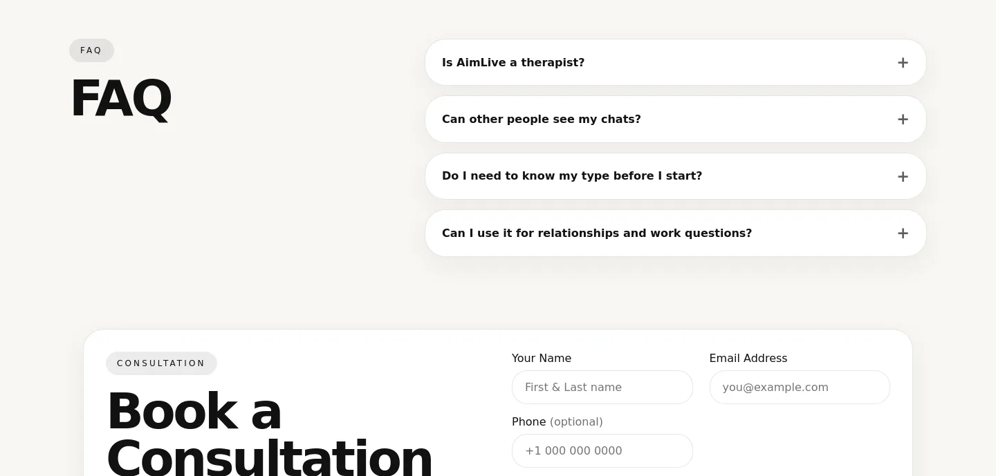 aimlive.ai FAQ section
