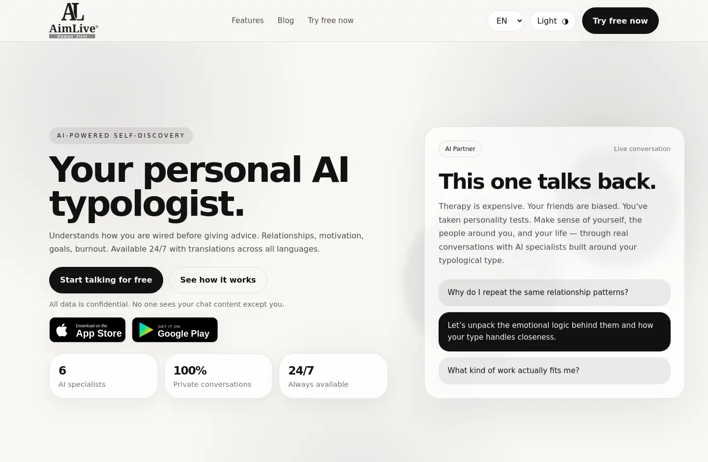 aimlive.ai — a measured funnel