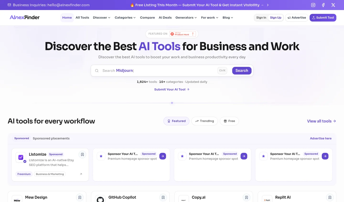 ainexfinder.com — a measured funnel