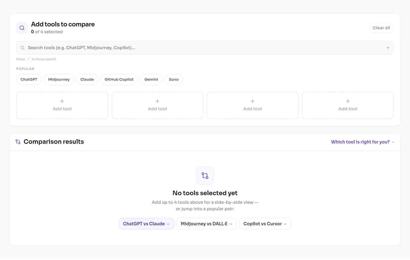 ainexfinder.com — a real Comparison section