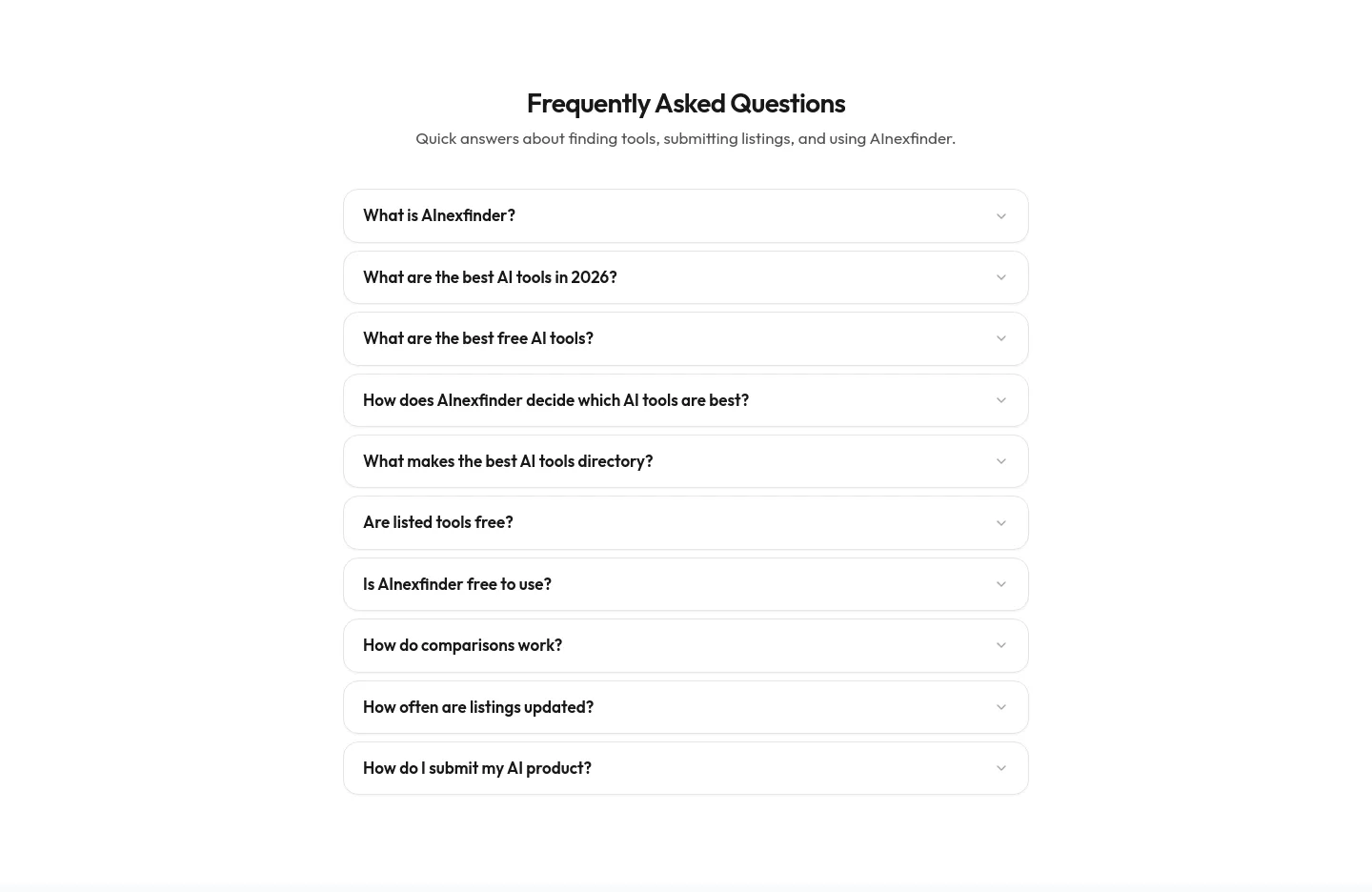 ainexfinder.com — FAQ