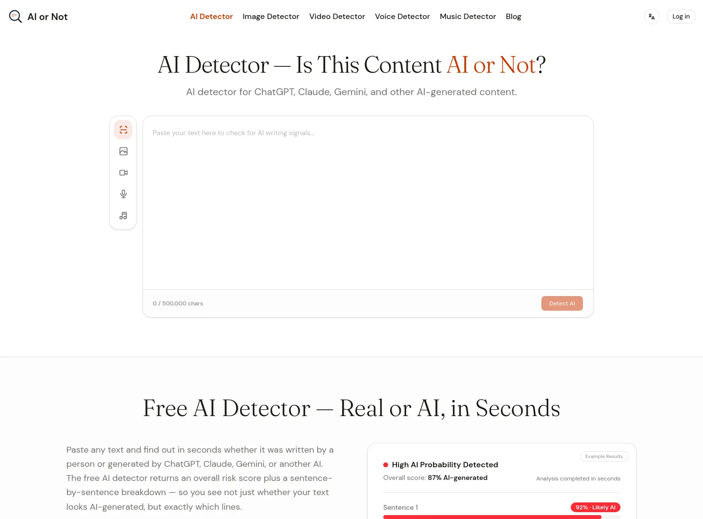 aiornot.tools — a measured funnel
