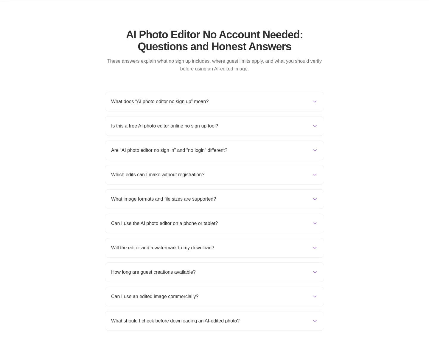 aiphotoeditornosignup.online — FAQ