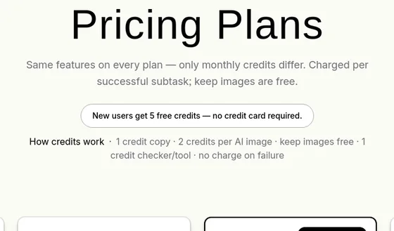 No credit card element from aiproductpageoptimization.com