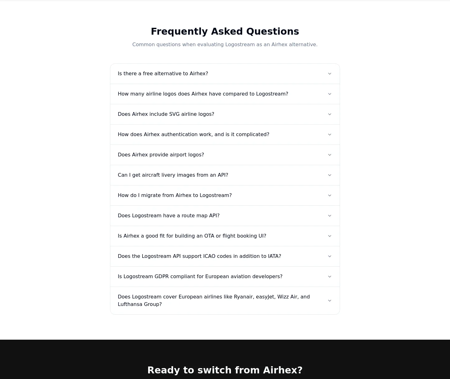 airline.logostream.dev FAQ section