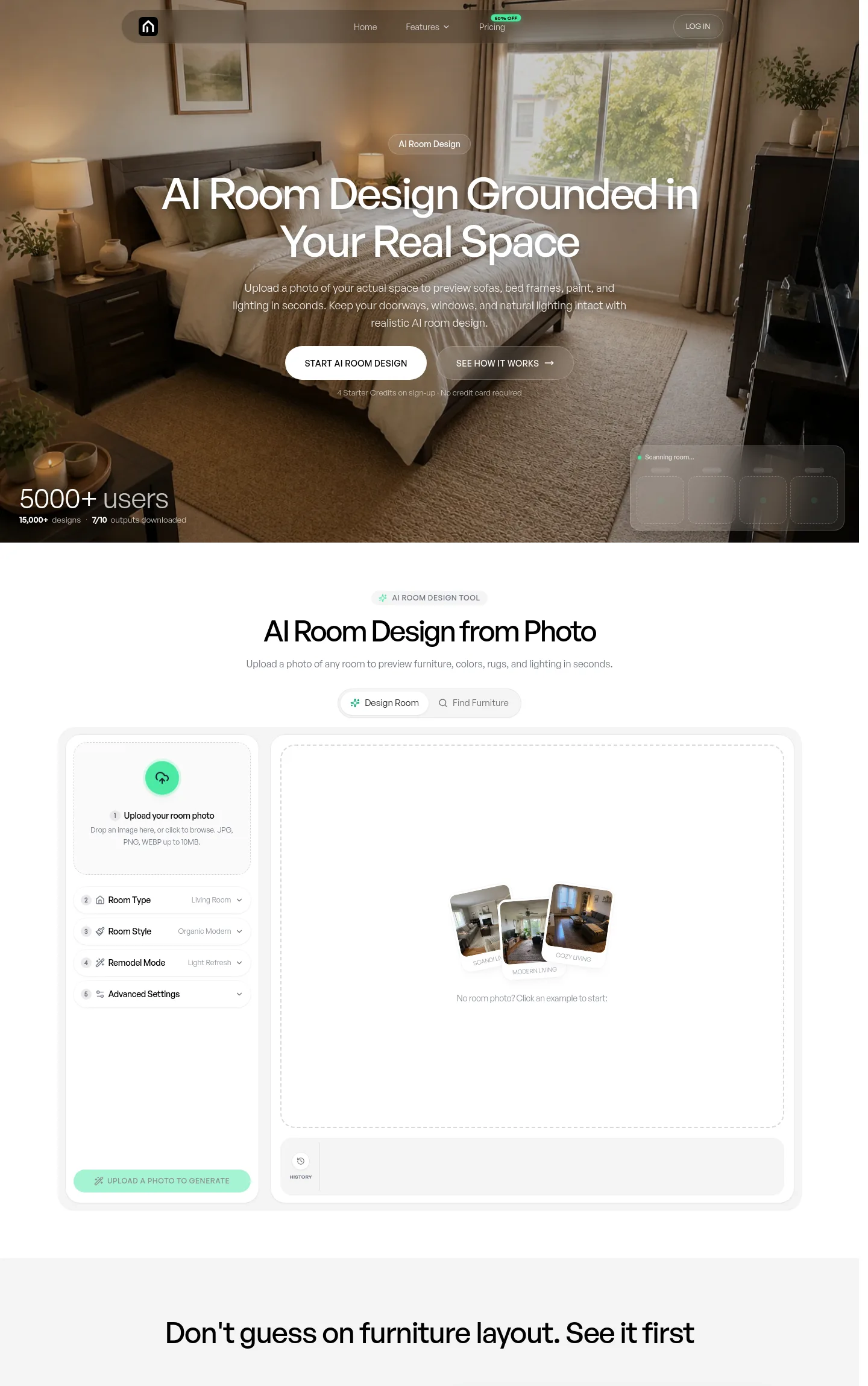 airoomdesigntool.com — a measured funnel