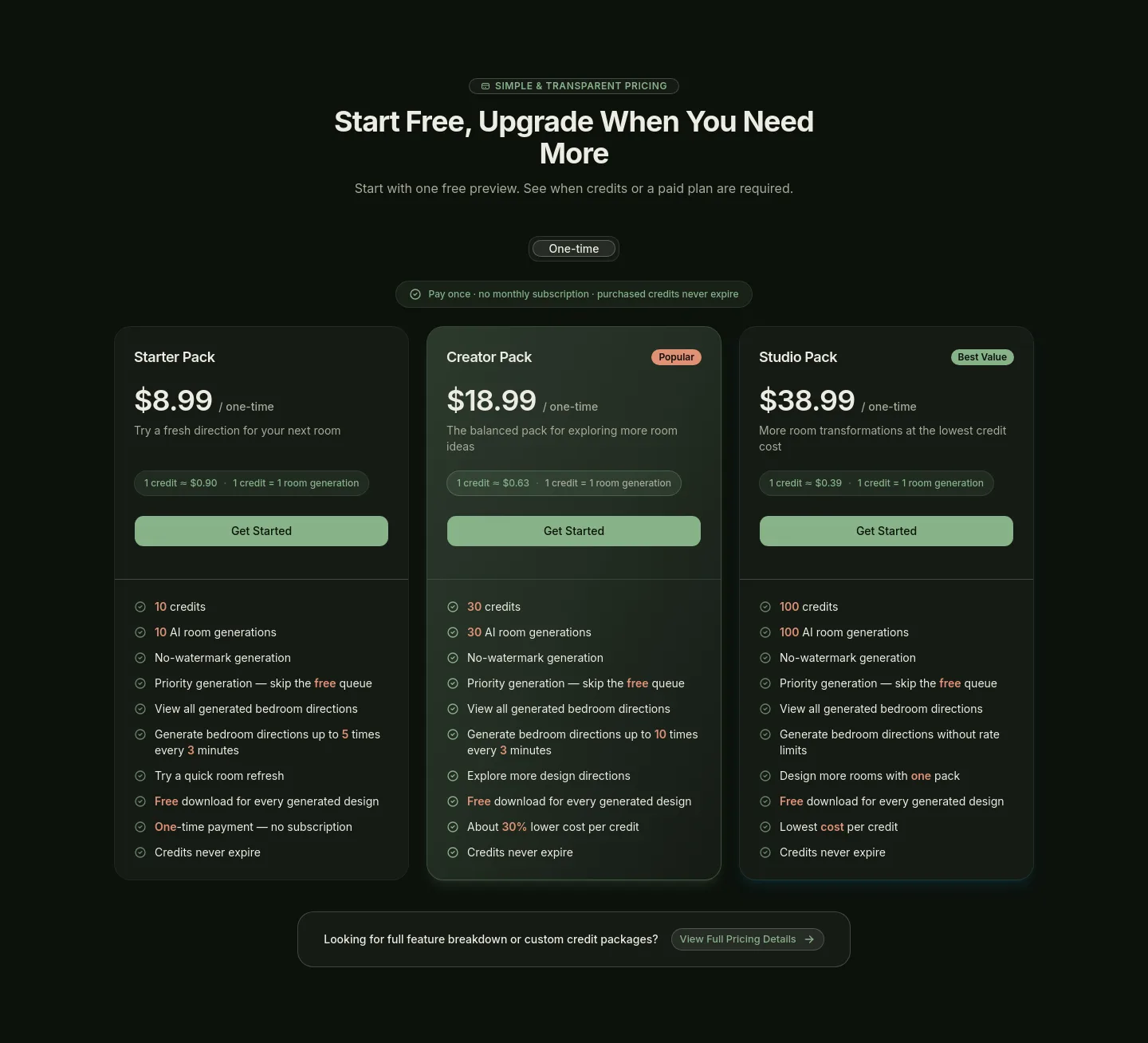 airoommaker.com — Pricing