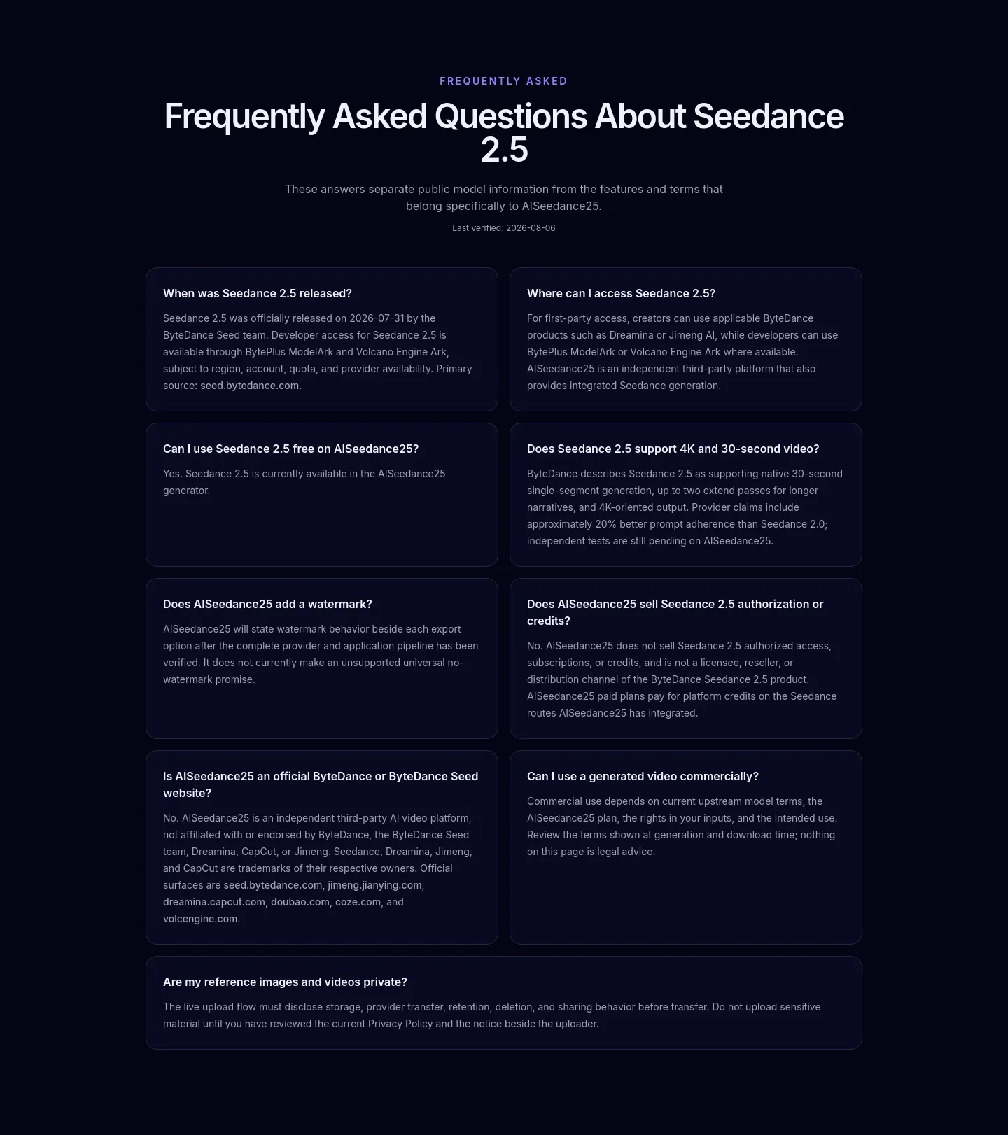 aiseedance25.app FAQ section