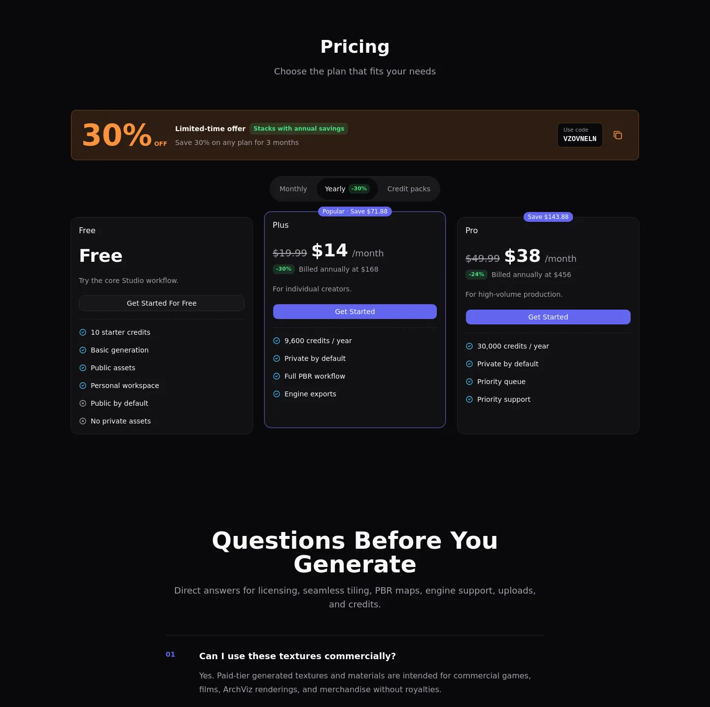 aitexture.ai — Pricing