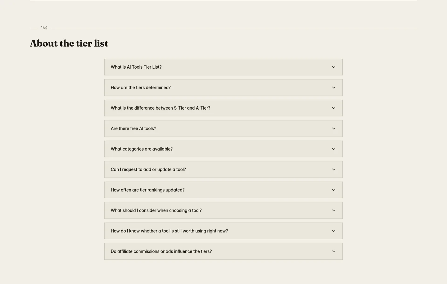 aitierlist.xyz — a real FAQ section