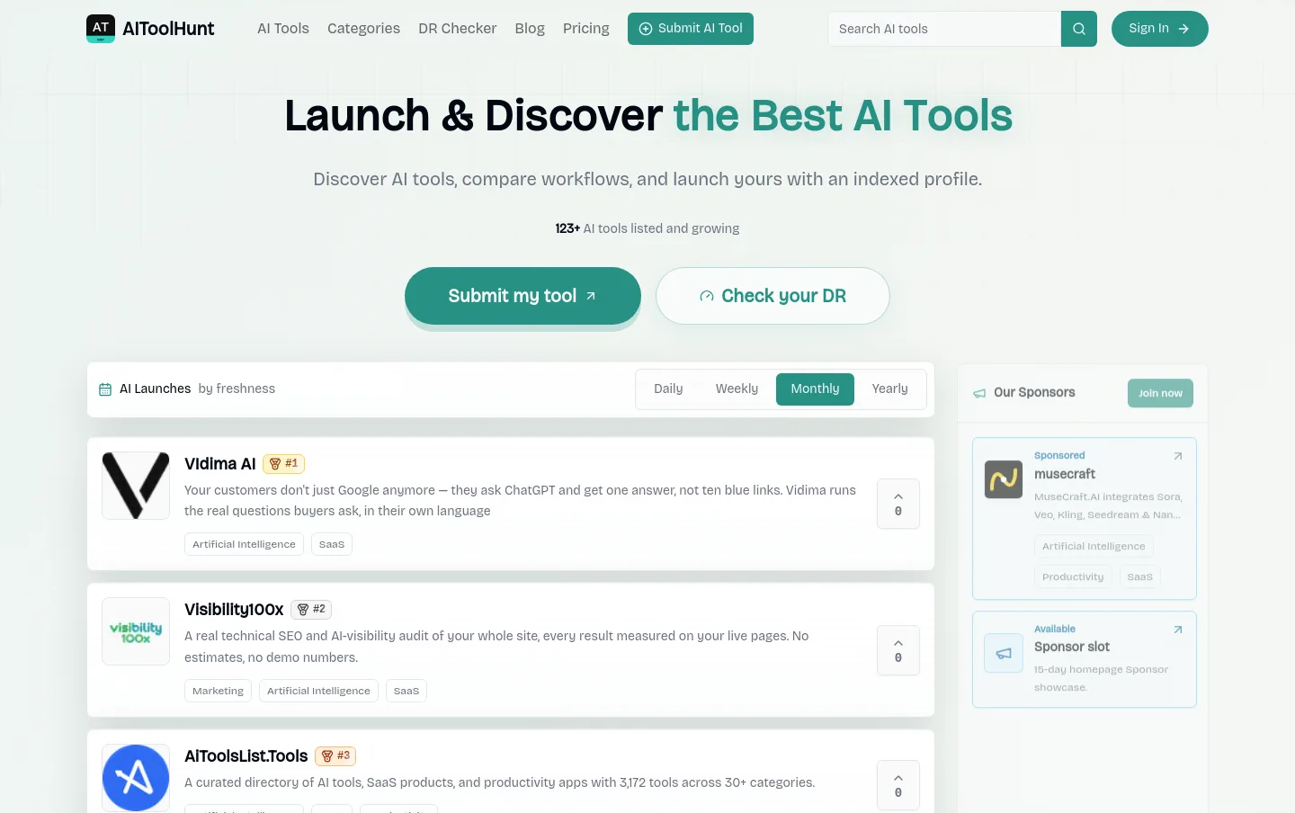 aitoolhunt.co — a measured funnel