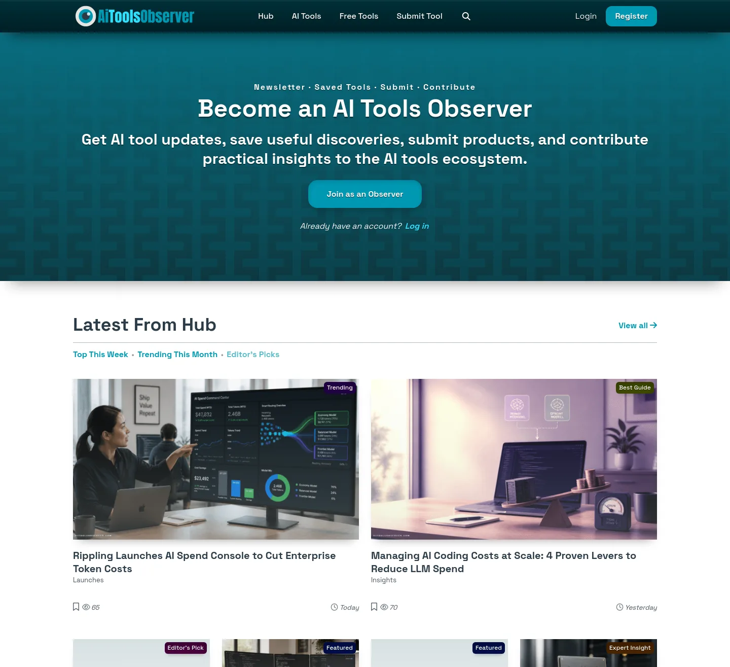 aitoolsobserver.com — a measured funnel