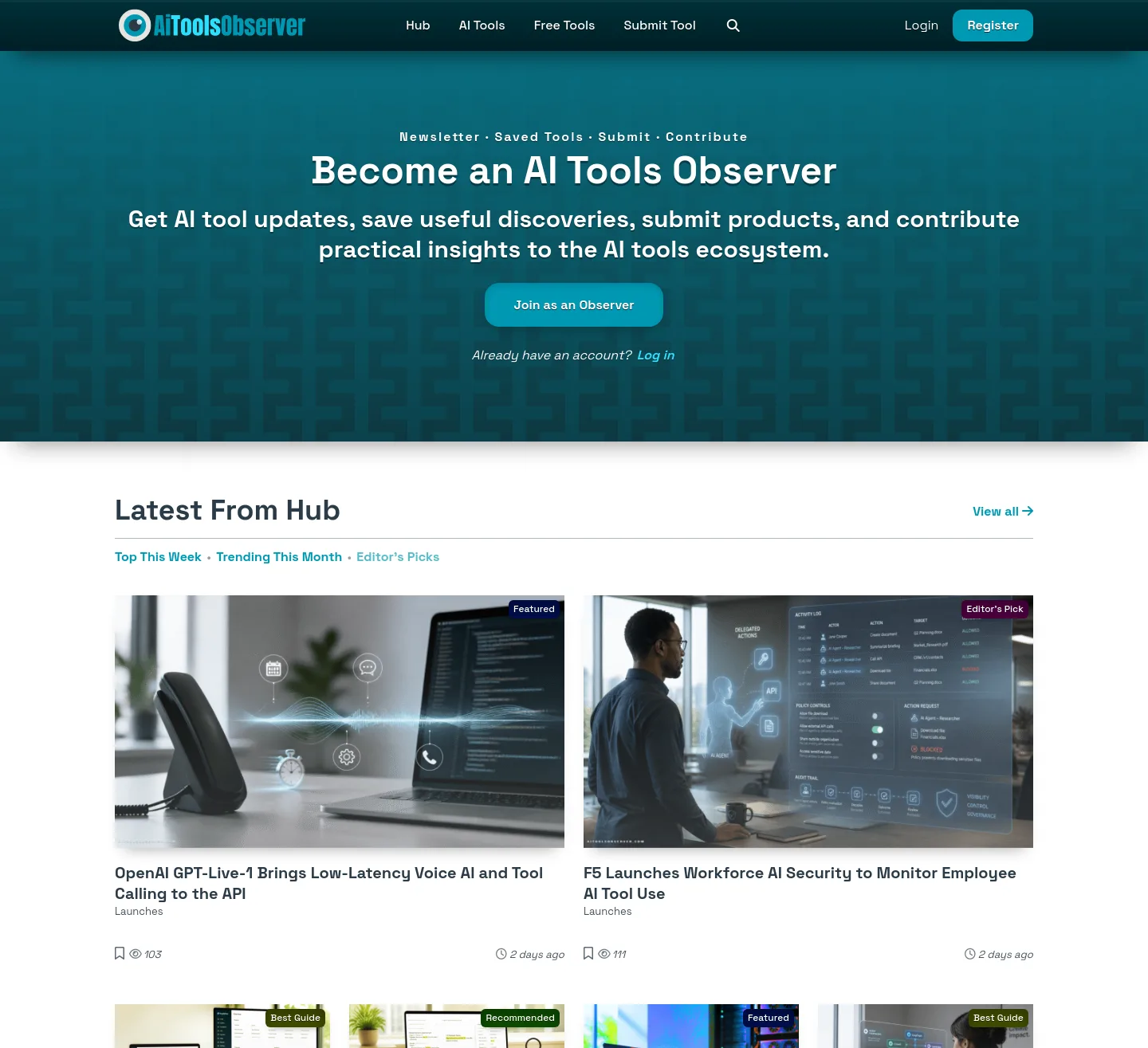 aitoolsobserver.com — a measured funnel