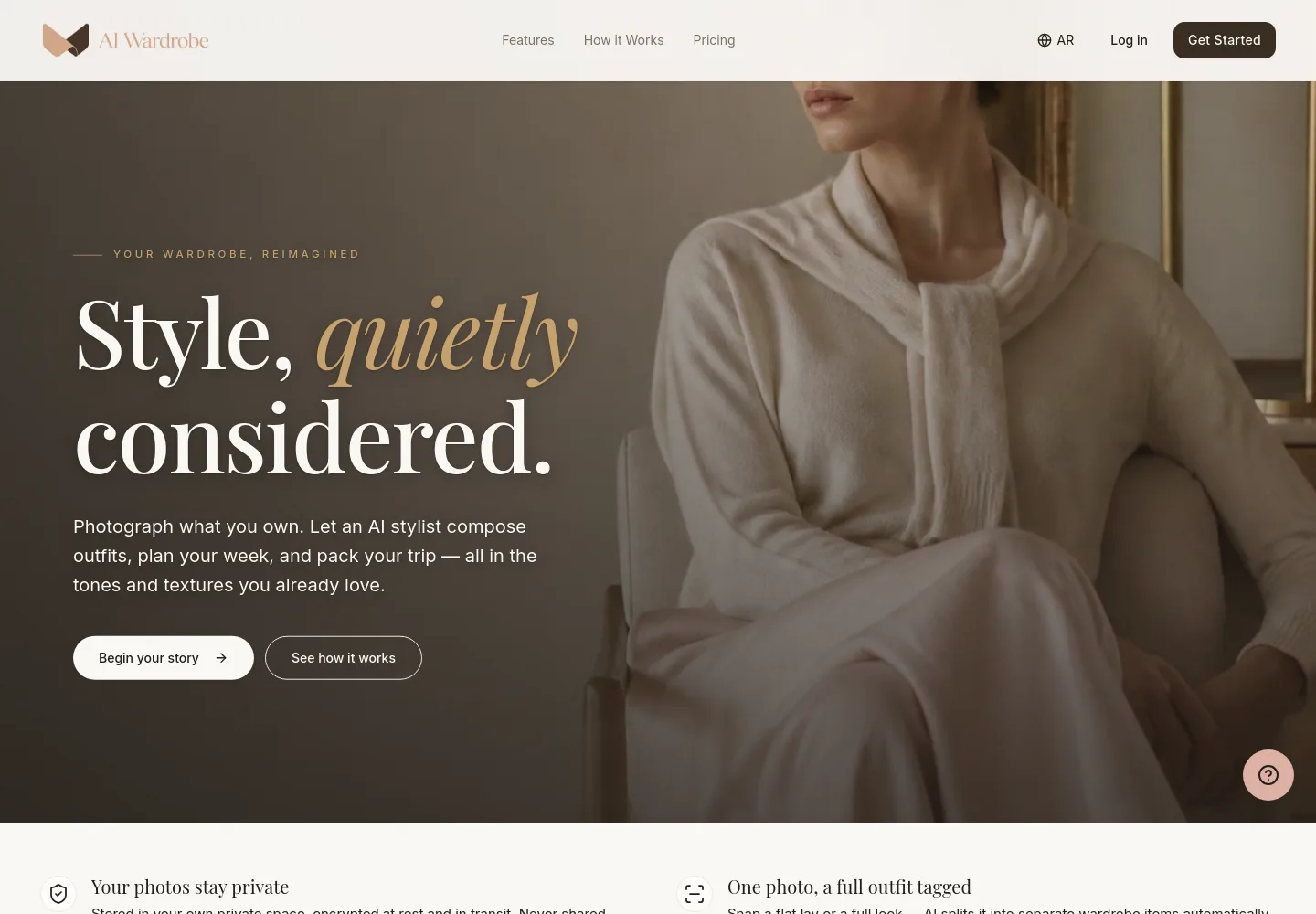 aiwardrobe.co Hero section