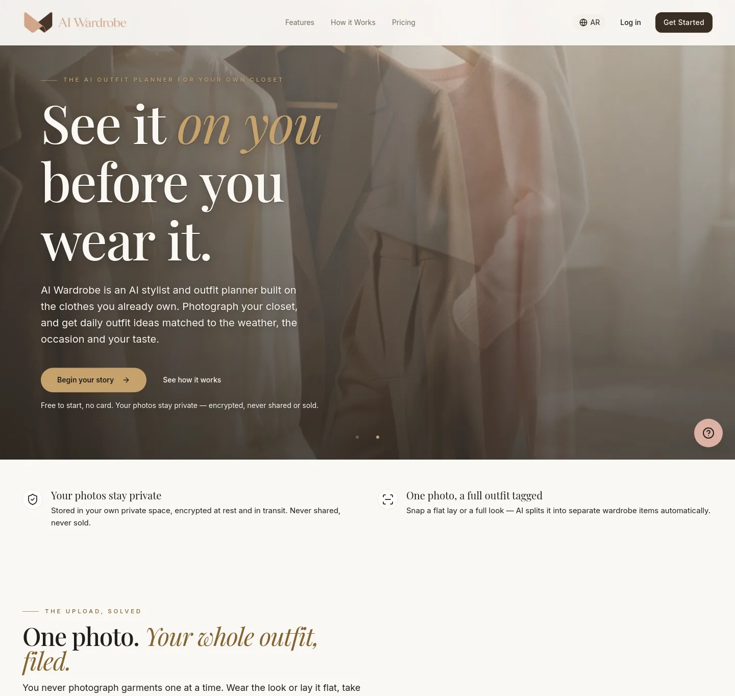 aiwardrobe.co — a measured funnel