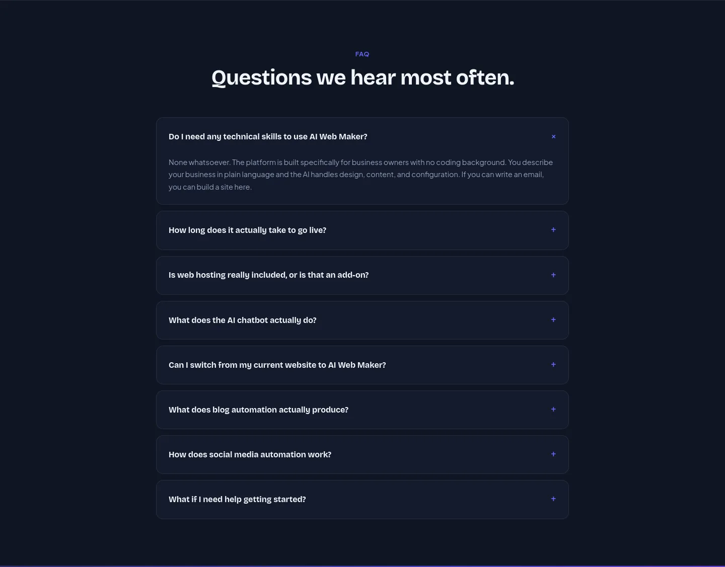 aiwebmaker.co — FAQ