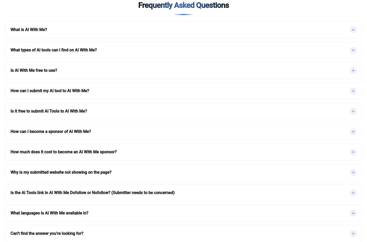 aiwith.me FAQ section