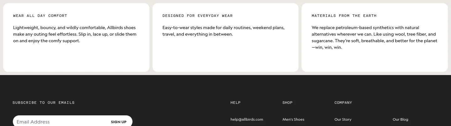 allbirds.com — Features