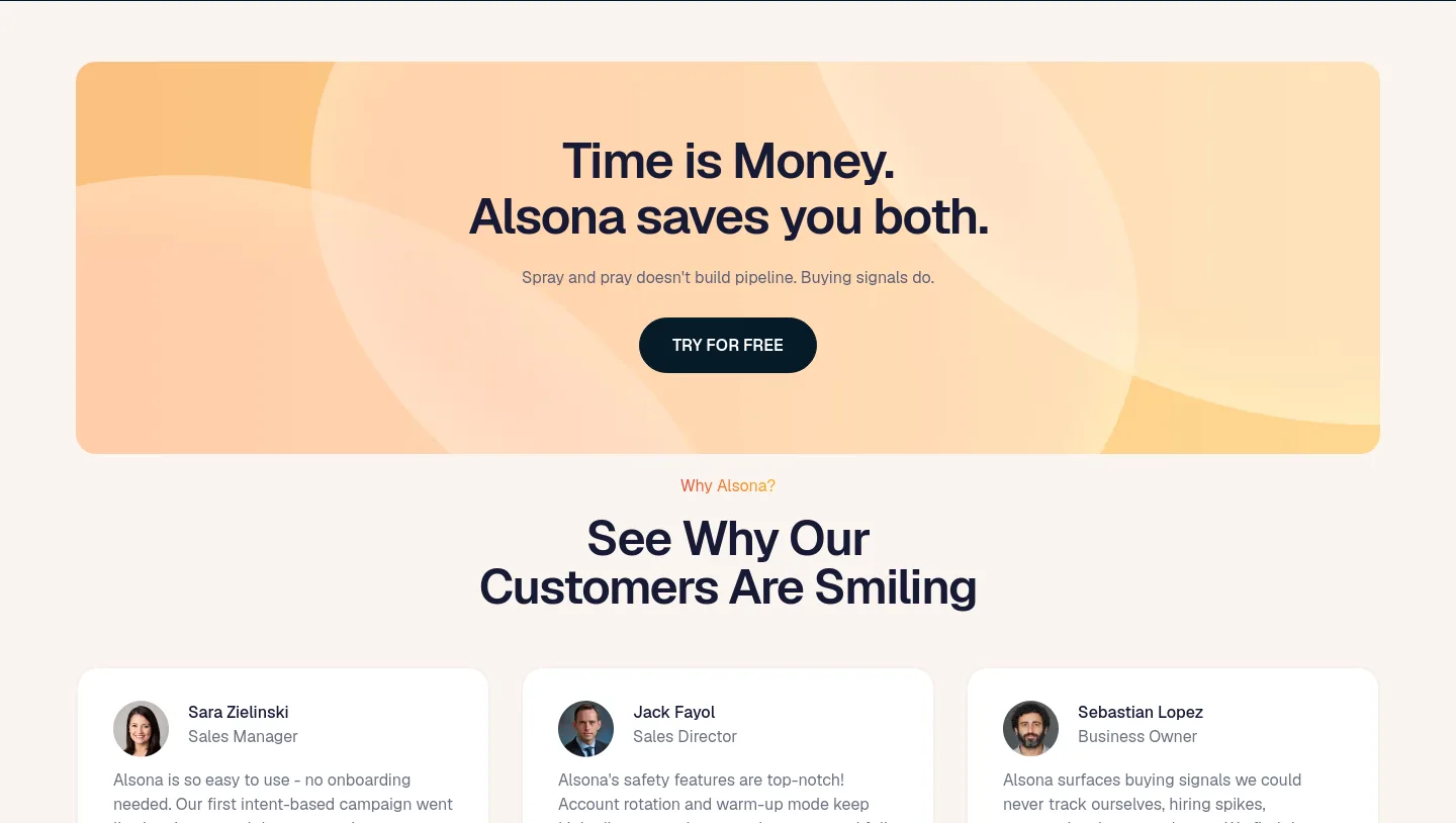 alsona.com — a real CTA section