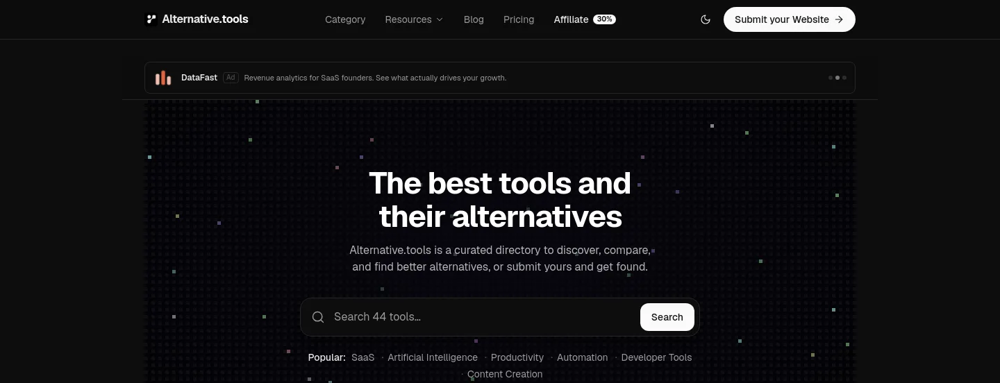 alternative.tools — a measured funnel