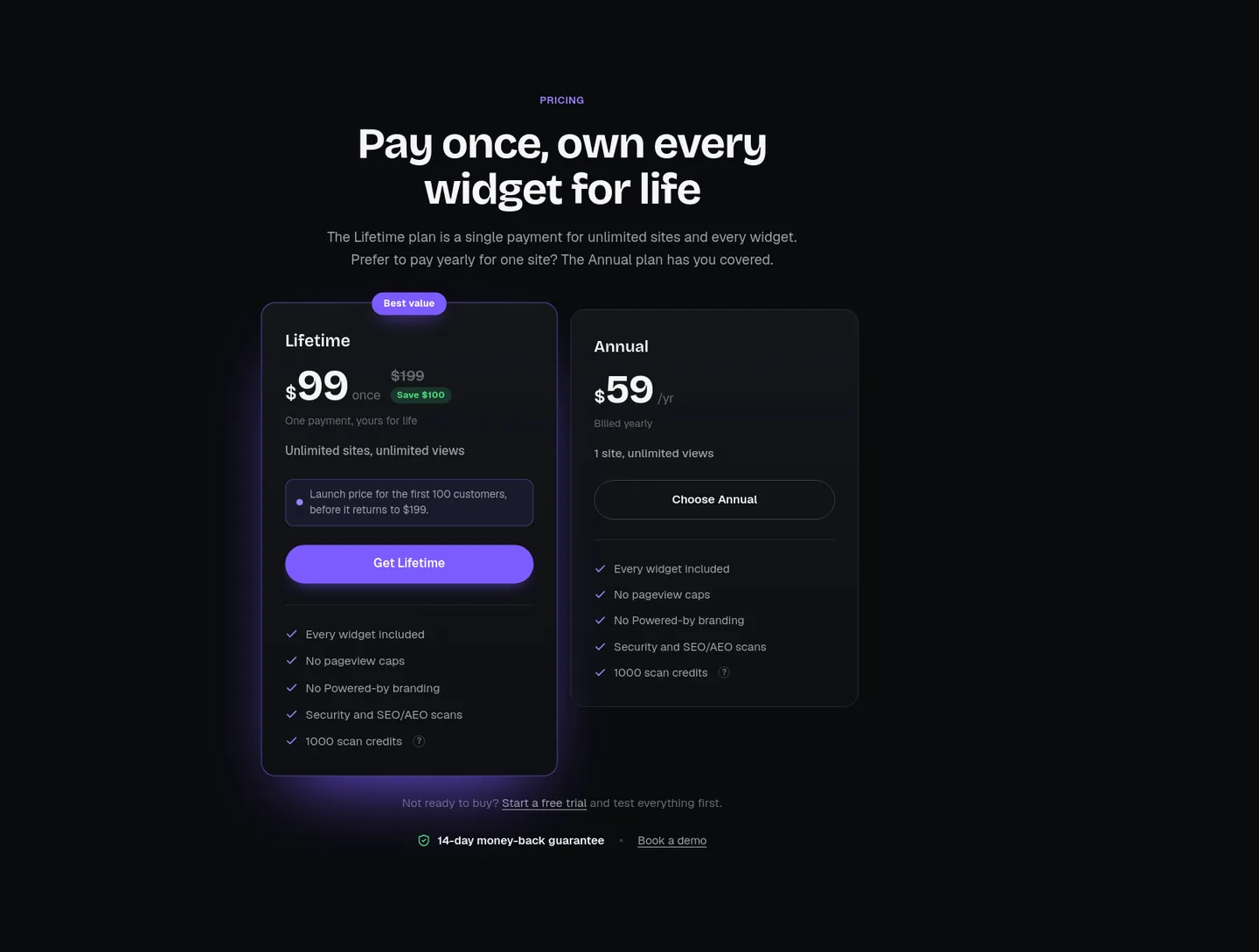 amabrik.com — a real Pricing section