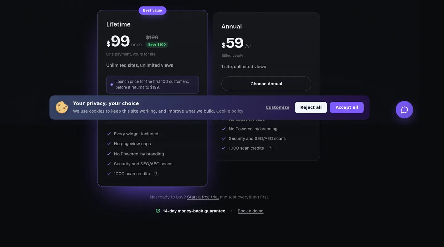 amabrik.com — a real Pricing section
