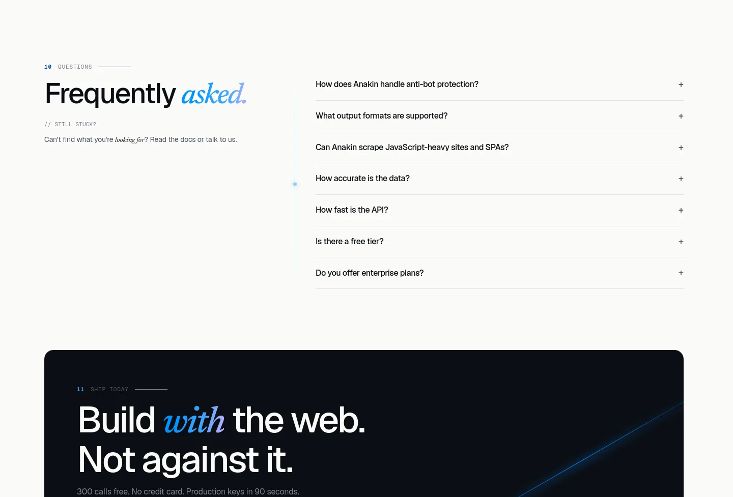 anakin.io — a real FAQ section